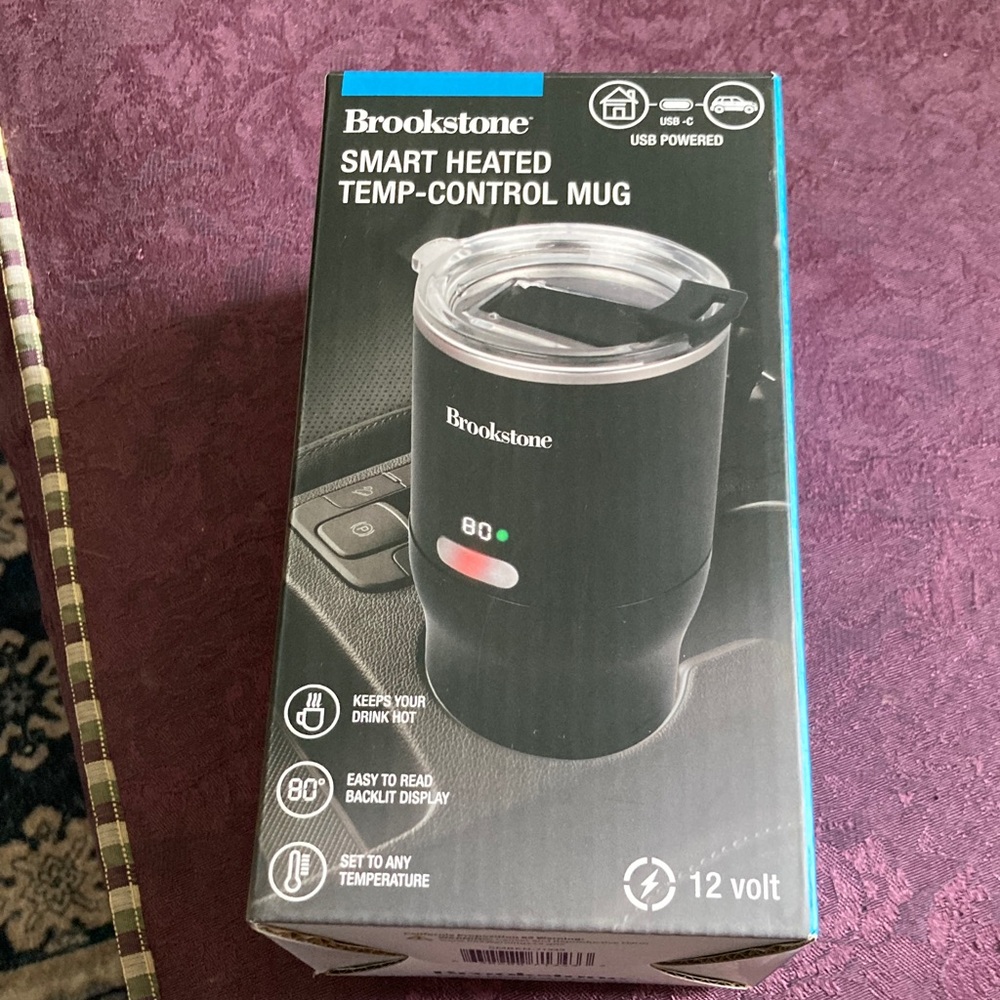 Brookstone Black Heated Mug with Display and charger included